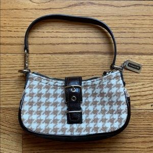 Coach Small Wool Houndstooth Shoulder Bag